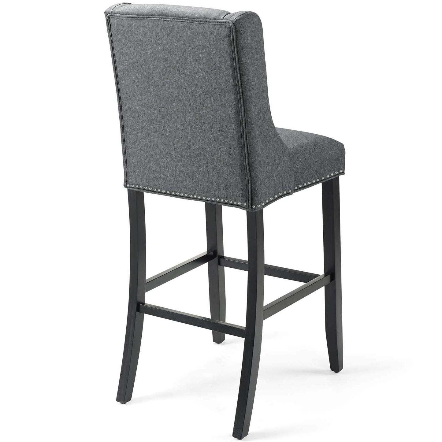 barstools | CasaFoyer Baron Upholstered Fabric Bar Stool | Contemporary Design | Nailhead Trim | Comfortable Padding | Solid Wood Frame | Non-Marking Foot Caps | Gray | casafoyer.myshopify.com