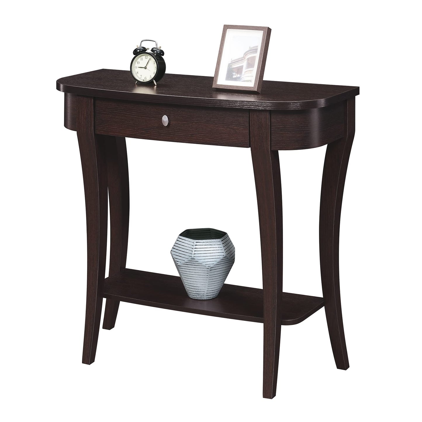 TABLE | Ergode Newport 1 Drawer Console Table | Contemporary Design | Timeless Elegance | Cabriole Legs | Stainless Steel Pulls | Functional Storage | Space-Saving Solution | casafoyer.myshopify.com