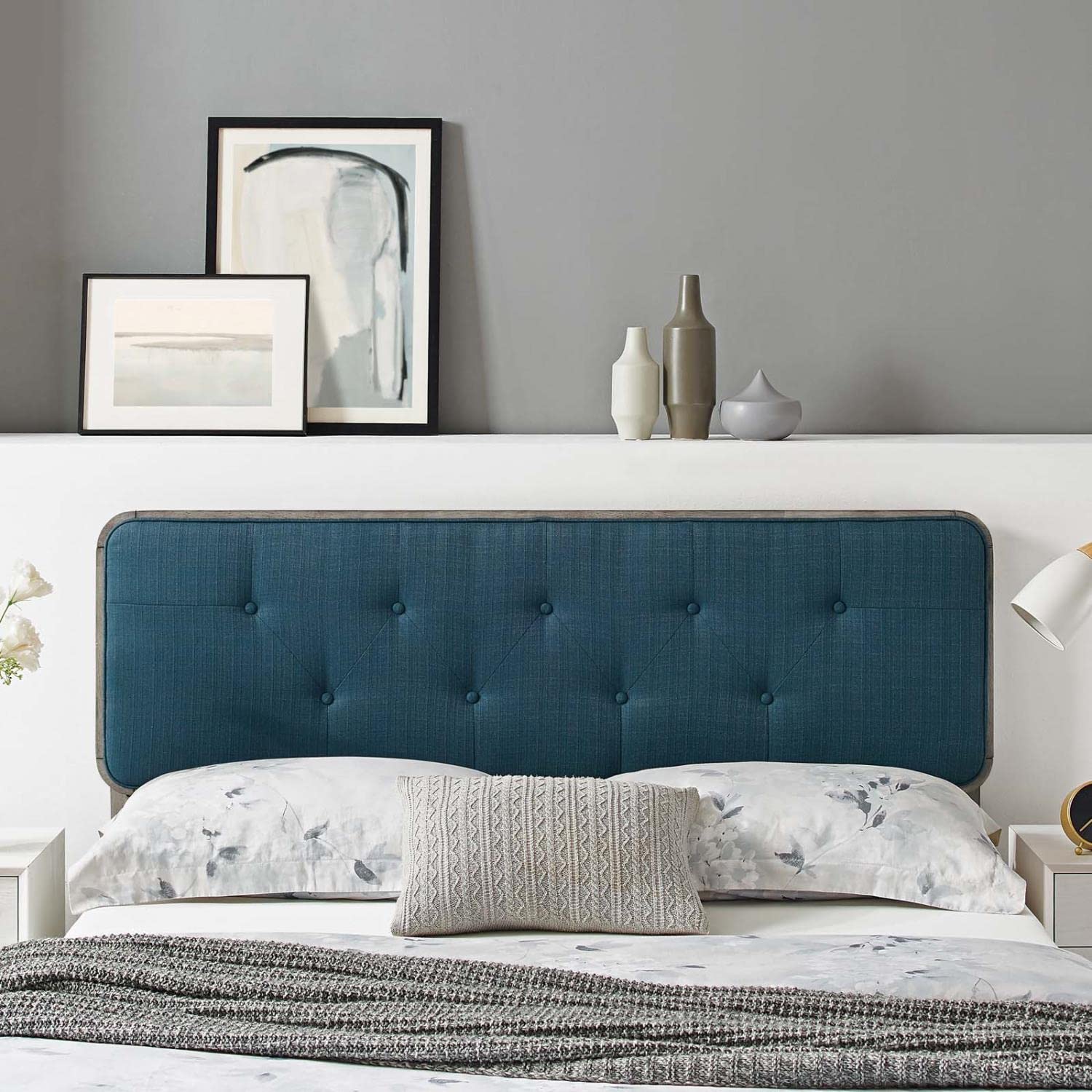 Bed | CasaFoyer Collins Tufted Wood Twin Headboard | Retro Charm | Organic Beauty | Gray Azure | casafoyer.myshopify.com