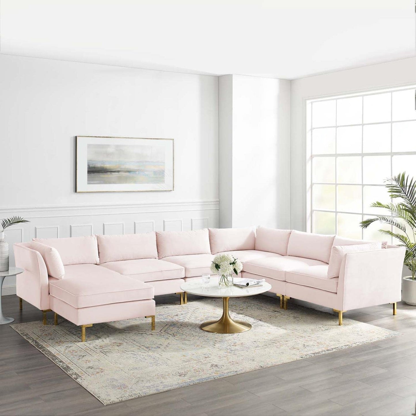 kitchen and dining room sets | CasaFoyer Ardent Performance Velvet 7-Piece Sectional Sofa | Vintage Modern & Glam Deco Style | Stain-Resistant Upholstery | Versatile Design | Premium Seating | Gold Metal Legs | Floor Protection | 440 lbs Weight Capacity | casafoyer.myshopify.com