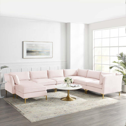 kitchen and dining room sets | CasaFoyer Ardent Performance Velvet 7-Piece Sectional Sofa | Vintage Modern & Glam Deco Style | Stain-Resistant Upholstery | Versatile Design | Premium Seating | Gold Metal Legs | Floor Protection | 440 lbs Weight Capacity | casafoyer.myshopify.com