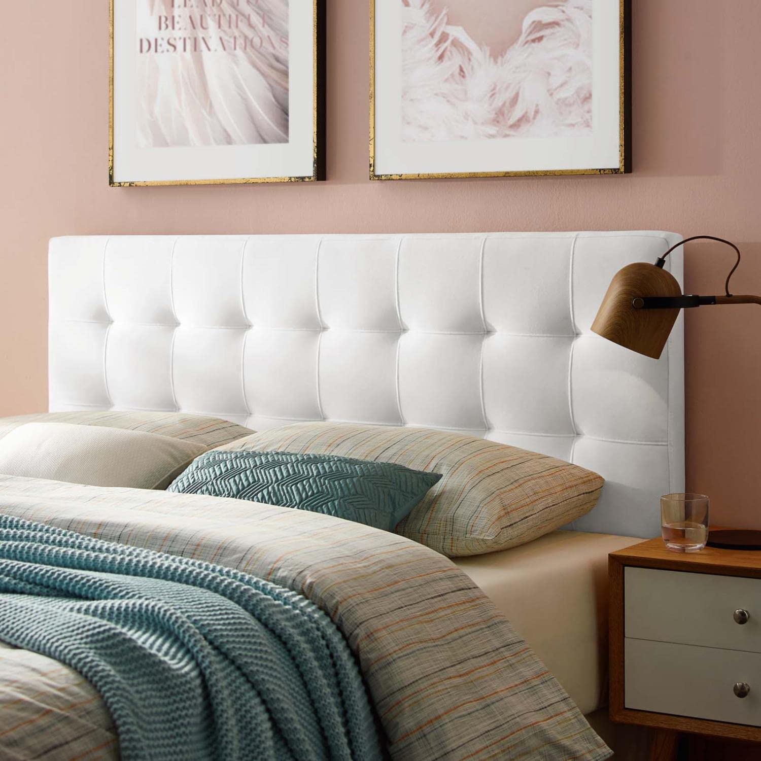 headboards | CasaFoyer Lily Queen Biscuit Tufted Performance Velvet Headboard | Classic Elegance & Modern Luxury | Stain-Resistant & Comfortable | White | casafoyer.myshopify.com