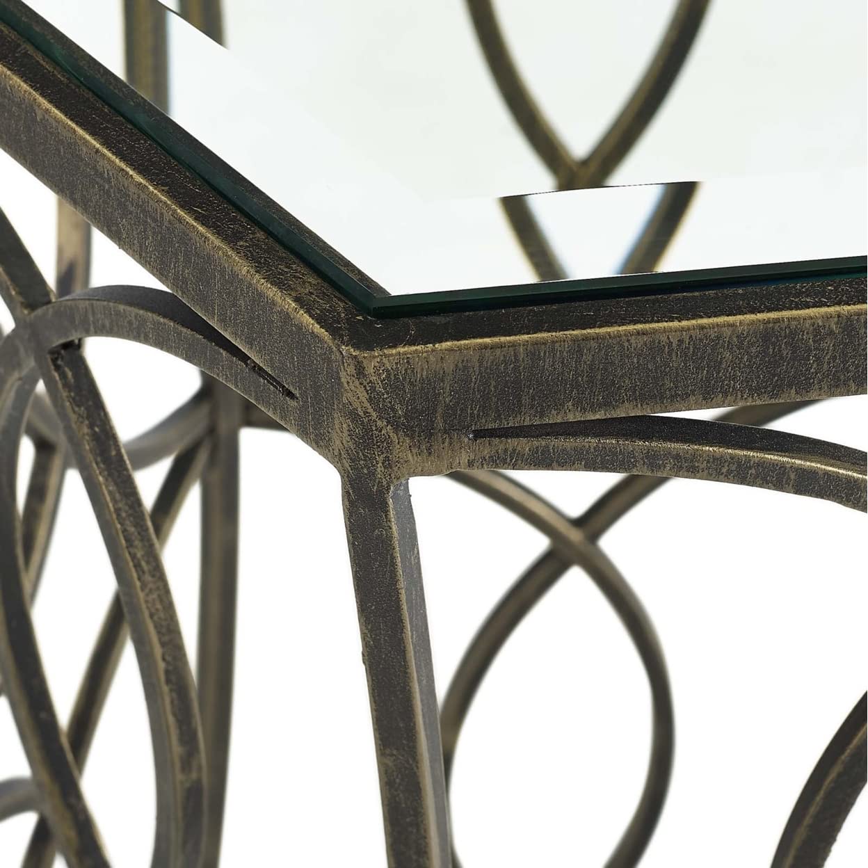 end tables | Ergode Celtic Farmhouse Style Circle Side Table | Antique Gold Iron Base | Tempered Glass Top | Perfect for Living Room or Entryway | 19.5 Diameter | casafoyer.myshopify.com