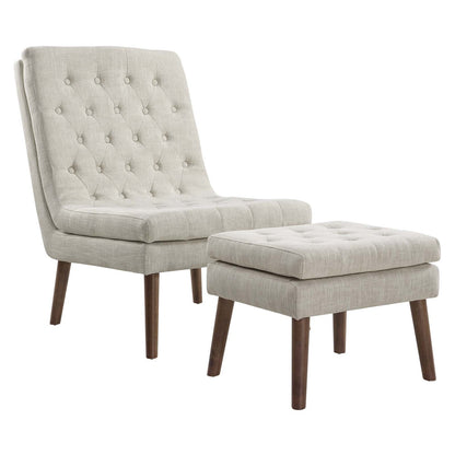 home office desk chairs | CasaFoyer Modify Upholstered Lounge Chair & Ottoman Set | Beige | Generously Padded | High-Density Foam | Tufted Buttons | Polyester Upholstery | Angled Wood Dowel Legs | Foot Pads | Supports up to 331 lbs | Luxury & Style | casafoyer.myshopify.com