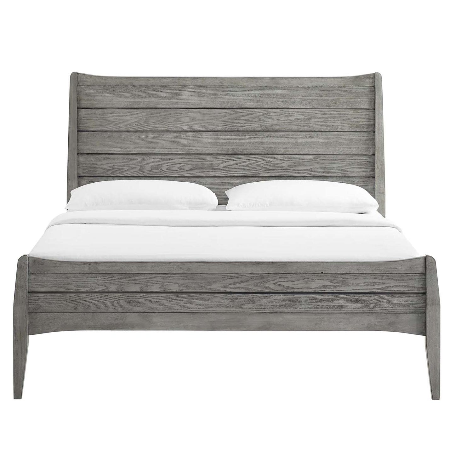 Bed | CasaFoyer Georgia Wood King Platform Bed | Rustic Charm | Modern Farmhouse Style | Durable Rubberwood & MDF | Sturdy Foundation | LVL Reinforced Center Beam | Wood Slat Support System | Assembly Required | Gray | casafoyer.myshopify.com