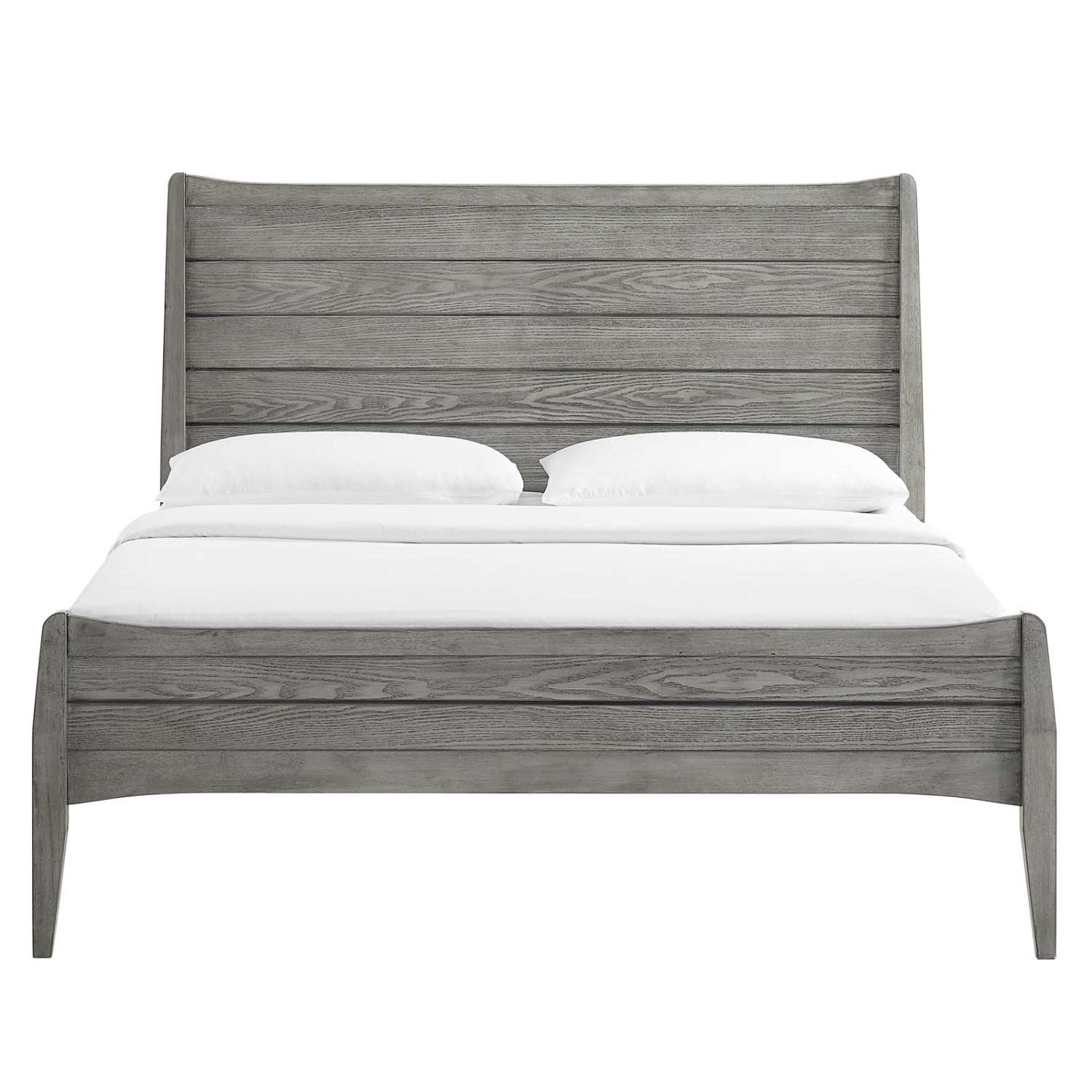 Bed | CasaFoyer Georgia Wood King Platform Bed | Rustic Charm | Modern Farmhouse Style | Durable Rubberwood & MDF | Sturdy Foundation | LVL Reinforced Center Beam | Wood Slat Support System | Assembly Required | Gray | casafoyer.myshopify.com
