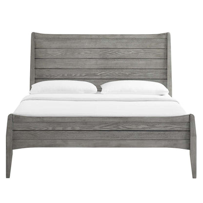 Bed | CasaFoyer Georgia Wood King Platform Bed | Rustic Charm | Modern Farmhouse Style | Durable Rubberwood & MDF | Sturdy Foundation | LVL Reinforced Center Beam | Wood Slat Support System | Assembly Required | Gray | casafoyer.myshopify.com