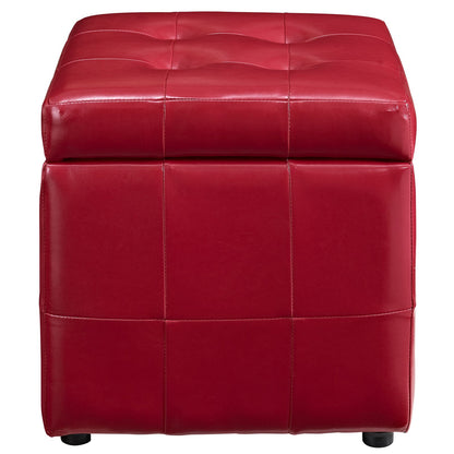 ottomans | CasaFoyer Volt Button Tufted Faux Leather Upholstered Storage Ottoman | Compact & Reliable | Square Shape | Footrest & Storage Compartment | Sturdy Wood Frame | Soft & Durable Faux Leather | Stylish Addition to Any Room | Red | casafoyer.myshopify.com