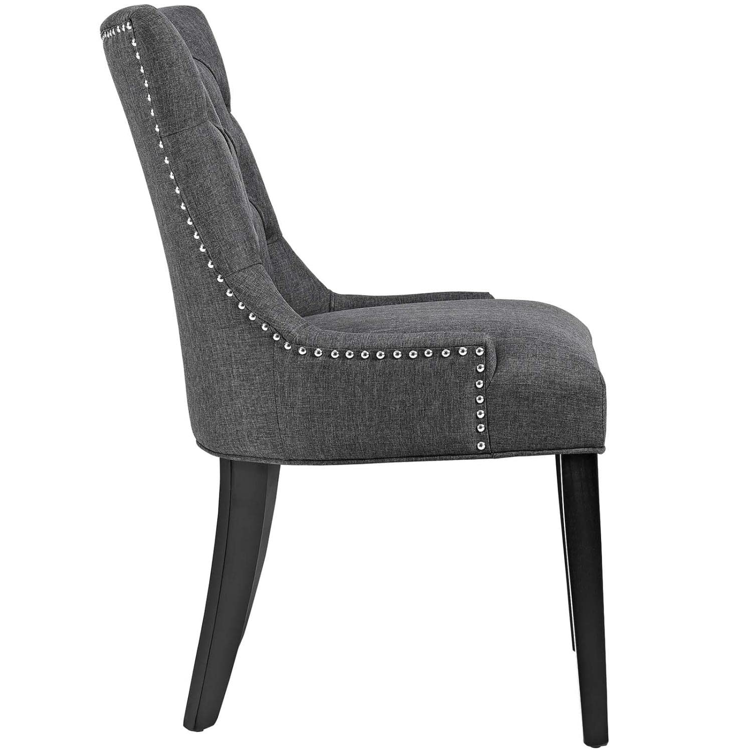home office desk chairs | CasaFoyer Regent Dining Side Chair Set of 2 | Tufted Buttons | Nailhead Trim | Plush Cushion | Polyester Fabric | Non-Marking Foot Caps | Tapered Wood Legs | Gray | casafoyer.myshopify.com