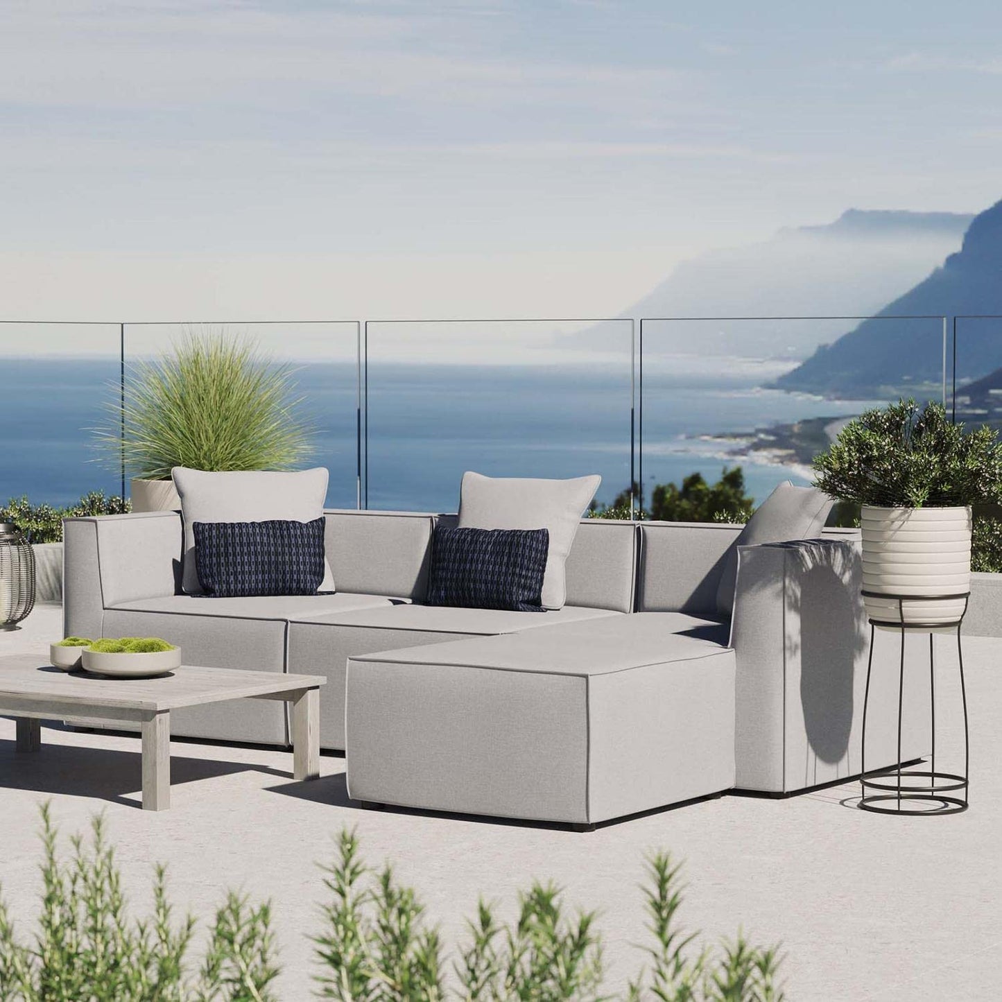 kitchen and dining room sets | CasaFoyer Outdoor Patio Saybrook Upholstered 4-Piece Sectional Sofa | Comfortable & Stylish Furniture Set | Water & UV Resistant | All-Weather Fabric | French Piping Details | Durable Aluminum Frame | Ideal for Outdoor Gatherings | Gray | casafoyer.myshopify.com