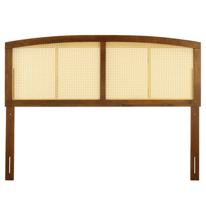 Bed | CasaFoyer Halcyon Cane Woven Rattan Full Headboard | Serene Island Vibe | Mid-Century Modern Design | Natural Wood Frame | Durable Solid Rubberwood | Easy Assembly | casafoyer.myshopify.com