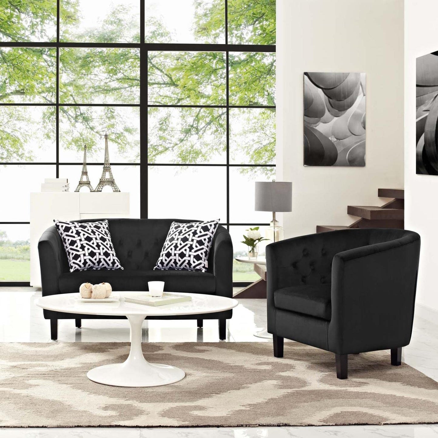 kitchen and dining room sets | CasaFoyer Prospect Button Tufted Performance Velvet Sofa Furniture Set | Luxury & Elegance | Chesterfield Design | Plush Foam Padding | Stain-Resistant Upholstery | Solid Wood Frame | Espresso Legs | Non-Marking Foot Caps | Includes Armchair & Loveseat | casafoyer.myshopify.com