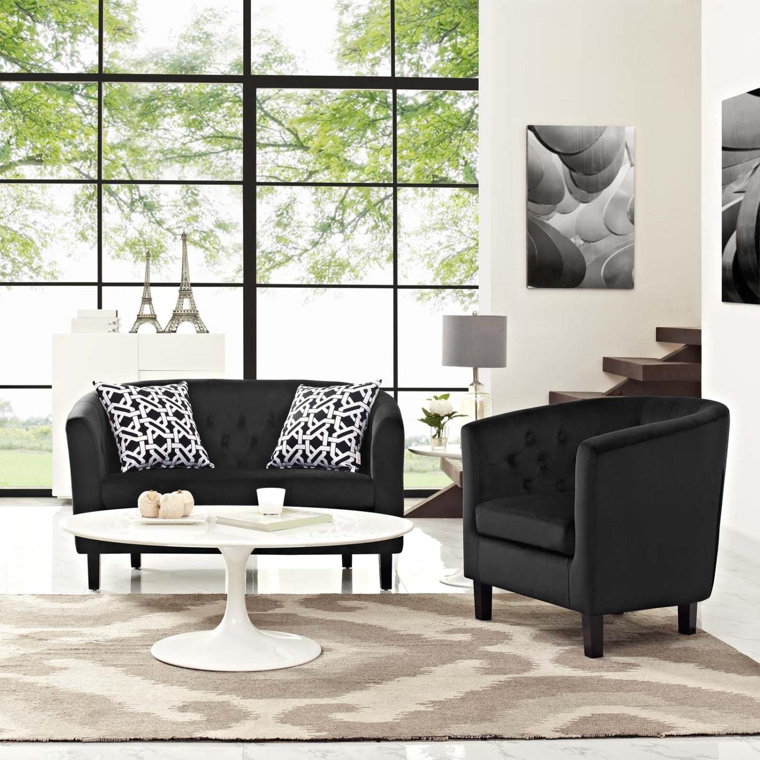kitchen and dining room sets | CasaFoyer Prospect Button Tufted Performance Velvet Sofa Furniture Set | Luxury & Elegance | Chesterfield Design | Plush Foam Padding | Stain-Resistant Upholstery | Solid Wood Frame | Espresso Legs | Non-Marking Foot Caps | Includes Armchair & Loveseat | casafoyer.myshopify.com