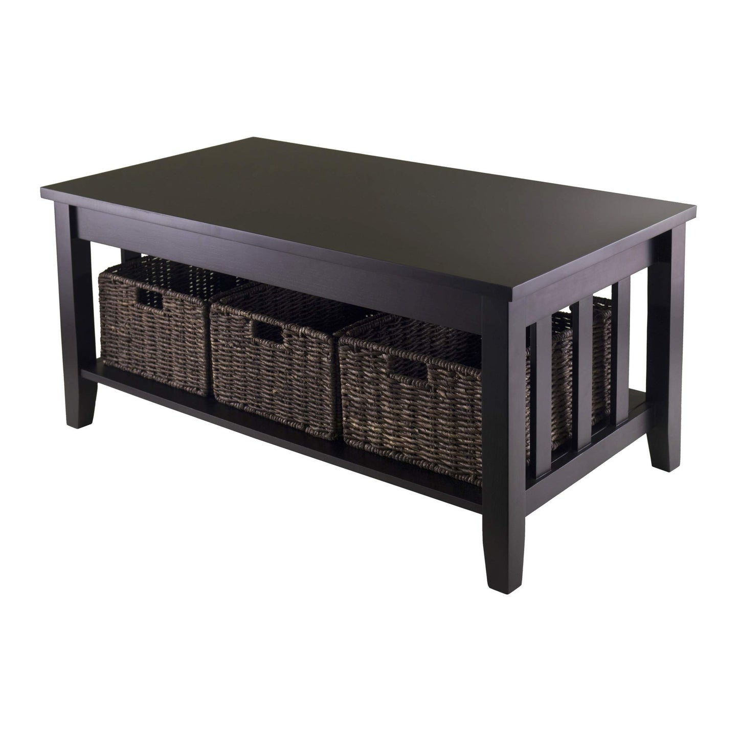 TABLE | Ergode Morris Collection Coffee Table | Ample Storage Space | 3 Foldable Baskets | 40W x 22.05D x 18.11H | Solid & Composite Wood | 49.6 lbs | casafoyer.myshopify.com