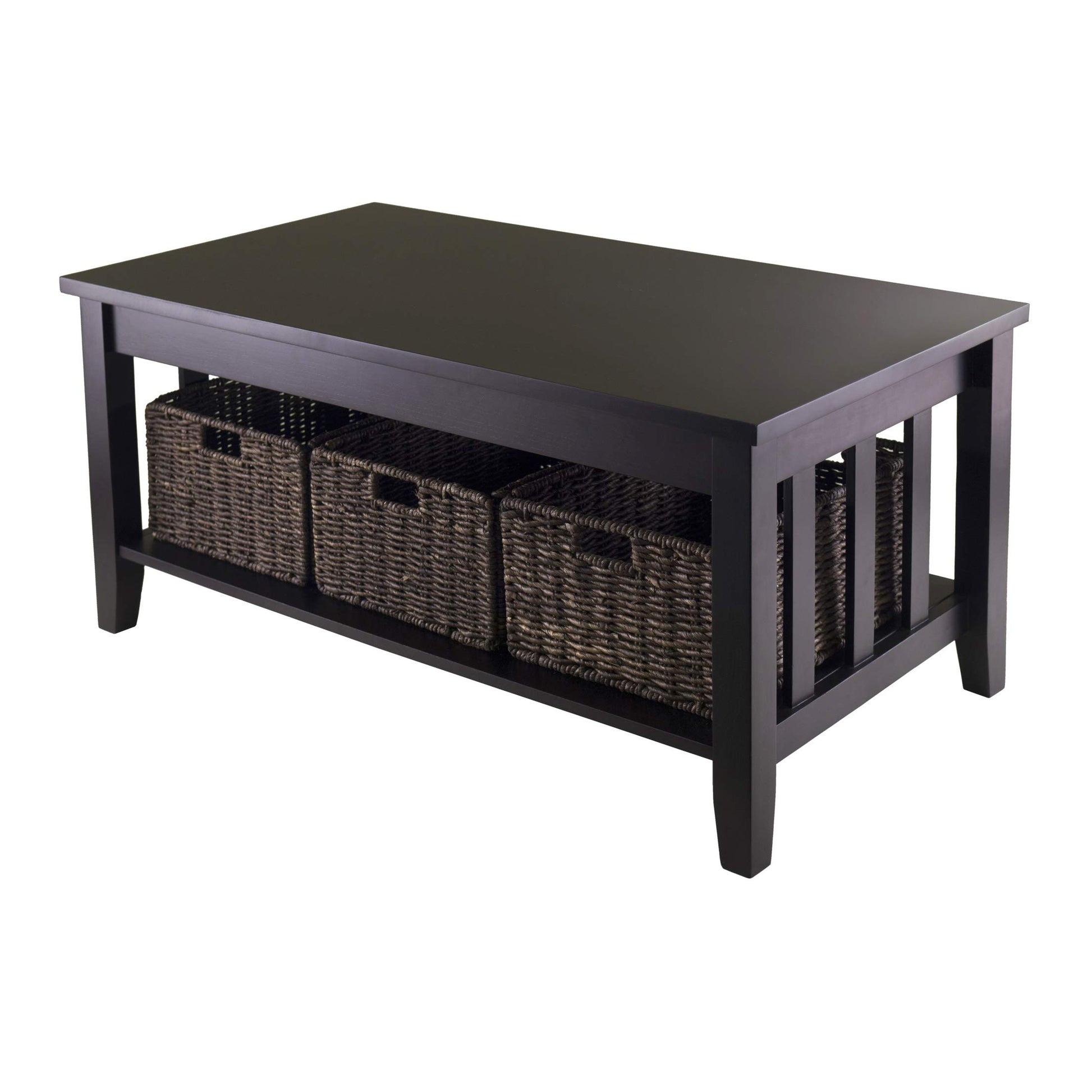 TABLE | Ergode Morris Collection Coffee Table | Ample Storage Space | 3 Foldable Baskets | 40W x 22.05D x 18.11H | Solid & Composite Wood | 49.6 lbs | casafoyer.myshopify.com