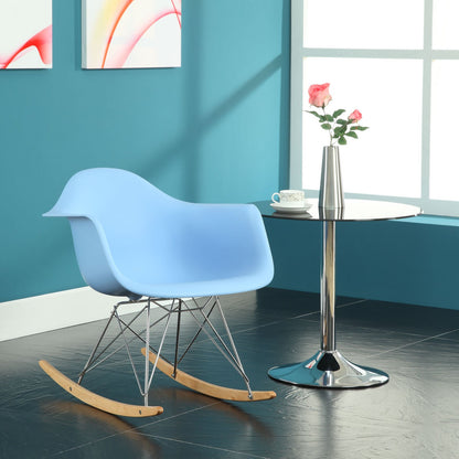 Chair | Rocker Lounge Chair | Iconic Design | Deep Plastic Seat Pocket | Waterfall Seat Edge | Minimalist & Innovative | Chrome-Plated Steel Base | Comfortable for Adults & Children | Perfect for Nurseries & Any Room | Blue | casafoyer.myshopify.com