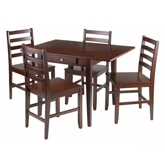 home office desk chairs | CasaFoyer Versatile & Elegant 5-Piece Dining Set | Drop Leaf Table | Ladder Back Chairs | Solid Wood | Walnut Finish | Easy Assembly | 41.73W x 30.55D x 29.13H | casafoyer.myshopify.com
