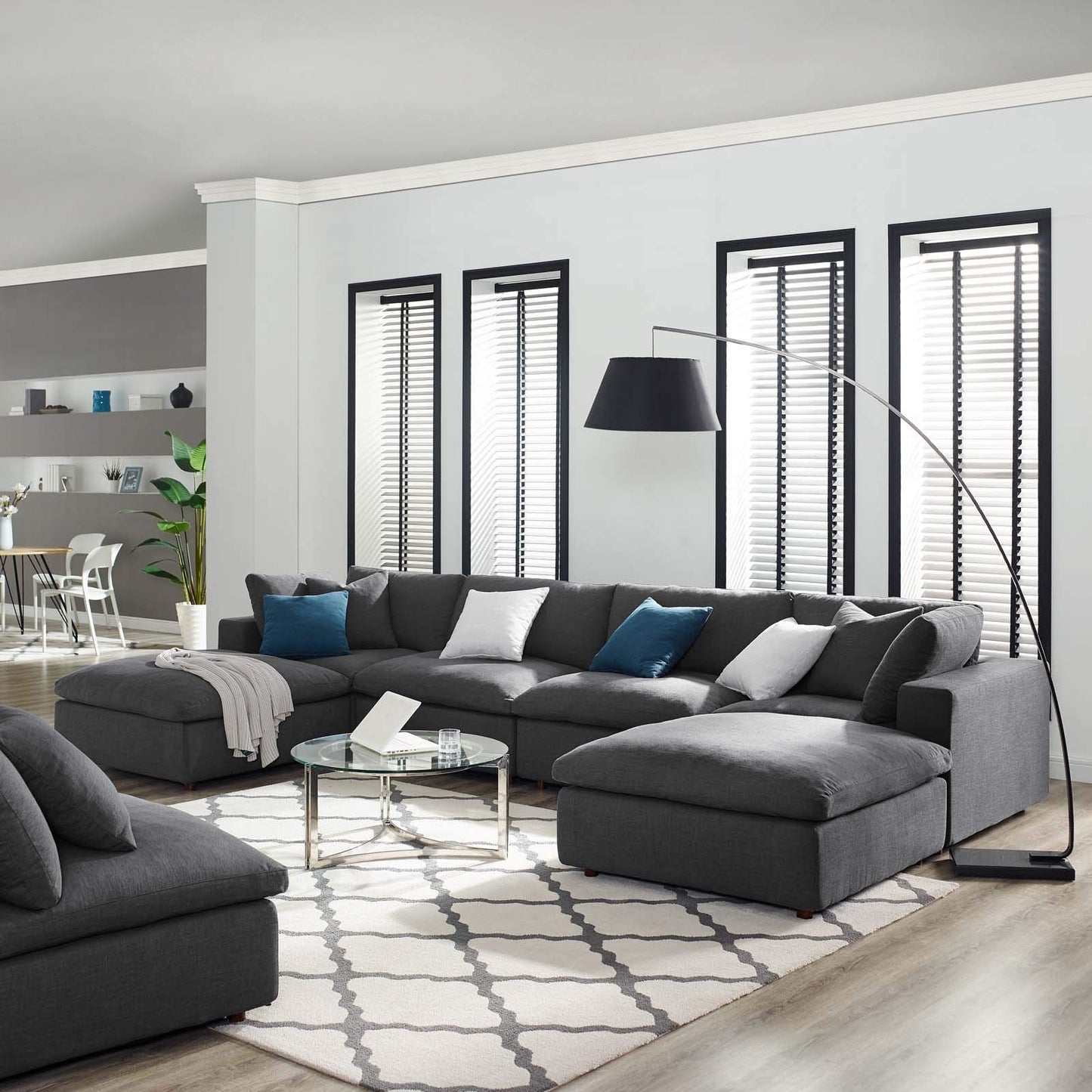 kitchen and dining room sets | CasaFoyer Commix Cozy & Relaxing 6-Piece Sectional Sofa Set | Gray | Plush Comfort | Clean-lined Design | Soft Polyester & Linen Fabric | Solid Wood Construction | Cotton & Down Cushions | Ideal for Living Room or Game Room | Weight Capacity 331 lbs | casafoyer.myshopify.com