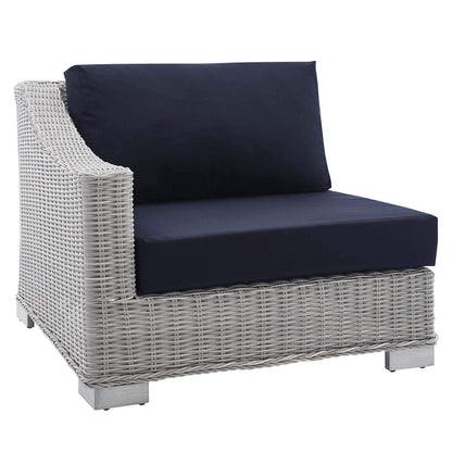 sofas | CasaFoyer Conway Outdoor Patio Sunbrella Wicker Rattan 5-Piece Sectional Sofa Furniture Set | Light Gray | UV-Resistant | Modular Design | Aluminum Frame | Water-Resistant Cushions | casafoyer.myshopify.com