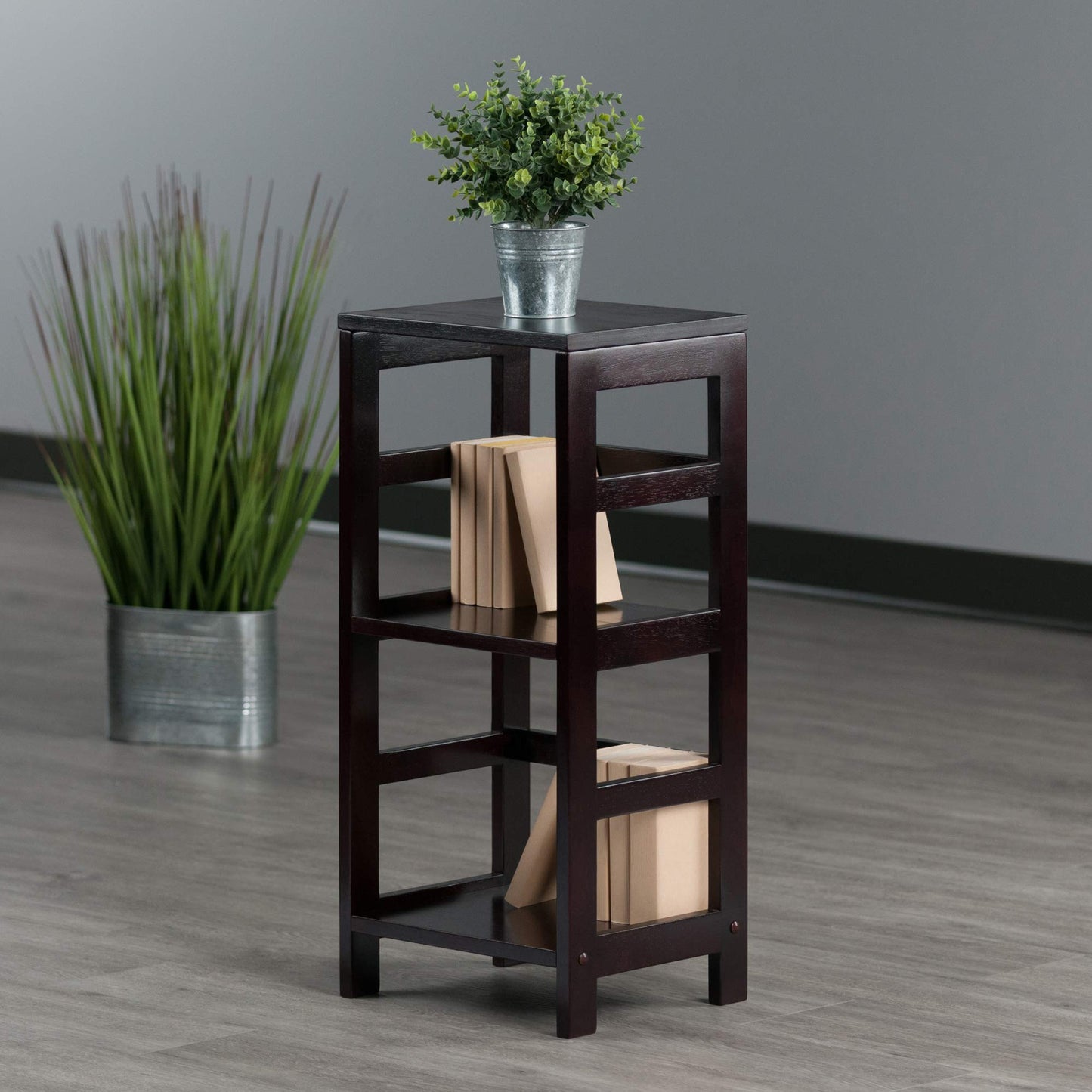 SHELF | Ergode  Elegant 2-Tier Espresso Shelf | 13.3W x 11.2D x 29.2H | Sturdy Design | Storage Baskets | Mix & Match with Other Shelves | Holds up to 20 lbs | Easy Assembly | casafoyer.myshopify.com