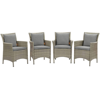 patio bistro sets | CasaFoyer Conduit Outdoor Patio Dining Arm Chair Set of 4 | Transitional Style | UV-Resistant Wicker Rattan | Weatherproof | Comfortable Cushions | casafoyer.myshopify.com