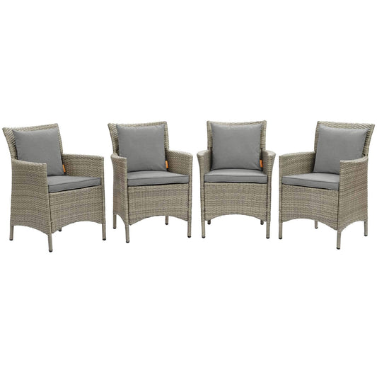 patio bistro sets | CasaFoyer Conduit Outdoor Patio Dining Arm Chair Set of 4 | Transitional Style | UV-Resistant Wicker Rattan | Weatherproof | Comfortable Cushions | casafoyer.myshopify.com