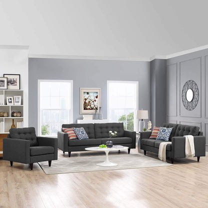 kitchen and dining room sets | CasaFoyer Empress Button Tufted Upholstered Fabric Sectional Sofa Set | 3-Piece Gray Furniture | Plush Cushions | Elegant Design | Sturdy Wood Frame | casafoyer.myshopify.com