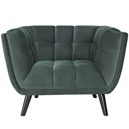 home office desk chairs | CasaFoyer Bestow Performance Velvet Armchair | Luxurious & Stain-Resistant | Plush Foam Padding | Elegant Button Tufting | Sturdy Black Wood Legs | Ample Seating | Perfect for Mid-Century & Farmhouse Decor | casafoyer.myshopify.com