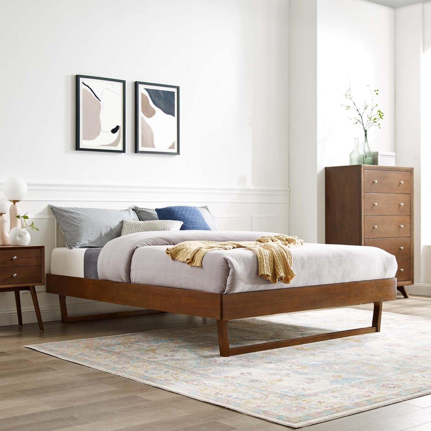 Bed | CasaFoyer Billie Full Platform Bed Frame | Modern Mid-Century Design | Interchangeable Headboards | Sturdy Wood Construction | No Box Spring Needed | 601 lbs Weight Capacity | casafoyer.myshopify.com