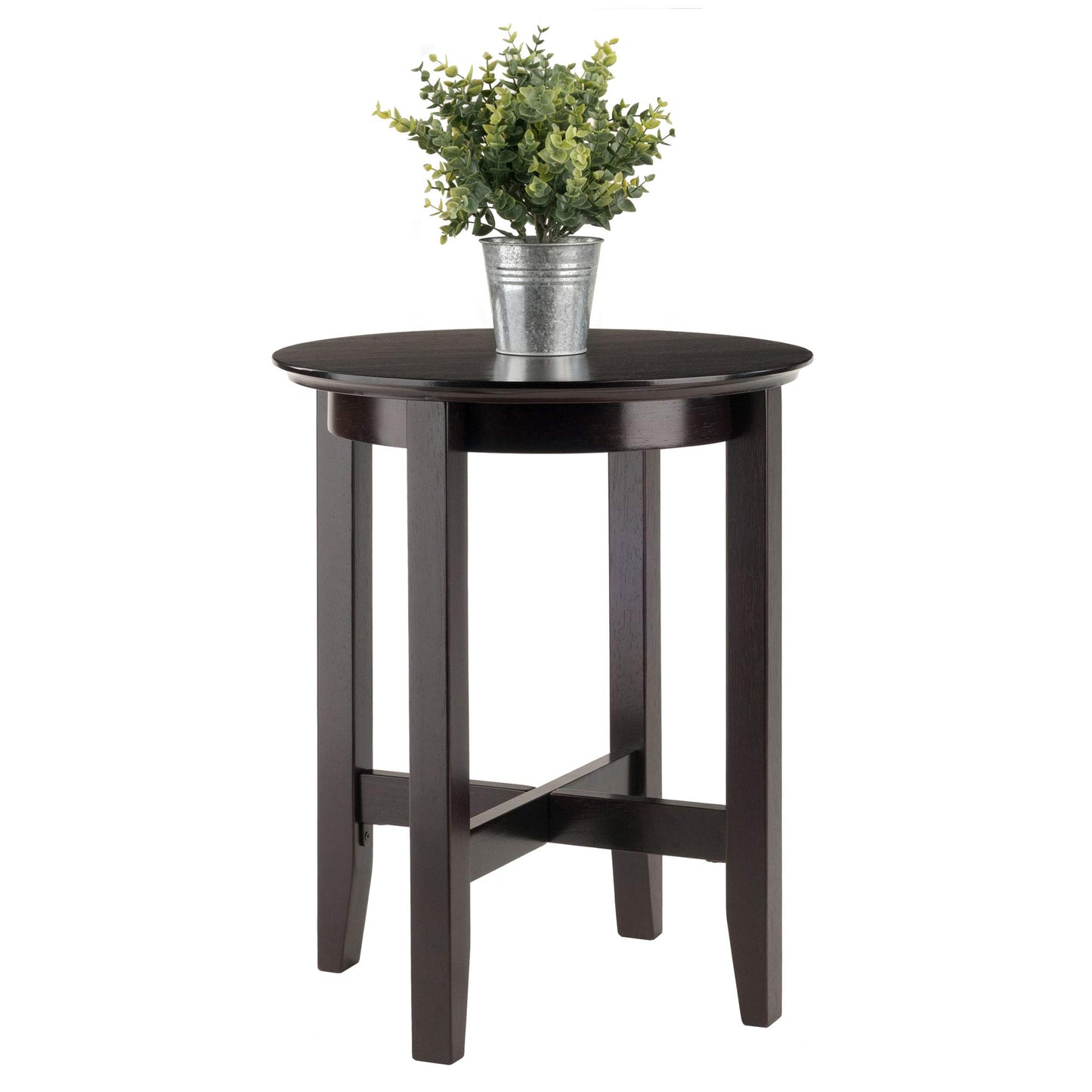 TABLE | Ergode  Wood Toby Round Accent Table | 18 Diameter | Espresso Finish | Solid Wood | Sleek Design | Shaker Style Legs | X Cross Stretcher | Versatile & Elegant | casafoyer.myshopify.com