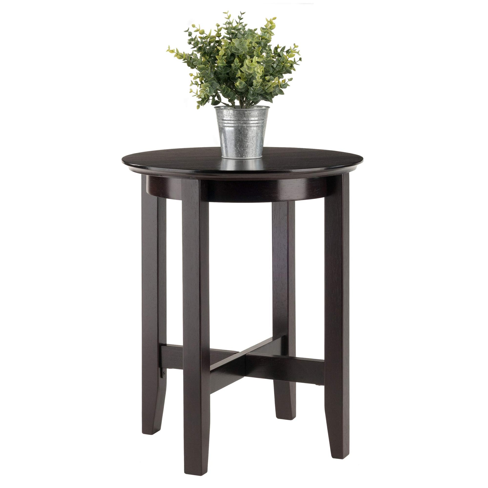 TABLE | Ergode  Wood Toby Round Accent Table | 18 Diameter | Espresso Finish | Solid Wood | Sleek Design | Shaker Style Legs | X Cross Stretcher | Versatile & Elegant | casafoyer.myshopify.com