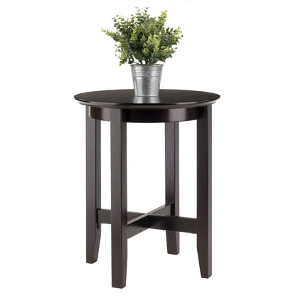 TABLE | Ergode  Wood Toby Round Accent Table | 18 Diameter | Espresso Finish | Solid Wood | Sleek Design | Shaker Style Legs | X Cross Stretcher | Versatile & Elegant | casafoyer.myshopify.com