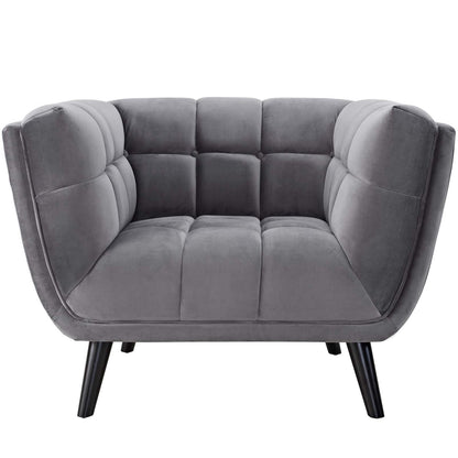 home office desk chairs | CasaFoyer Bestow Performance Velvet Armchair | Stain Resistant | Easy to Clean | Generously Padded | Stable Wood Legs | Gray | casafoyer.myshopify.com