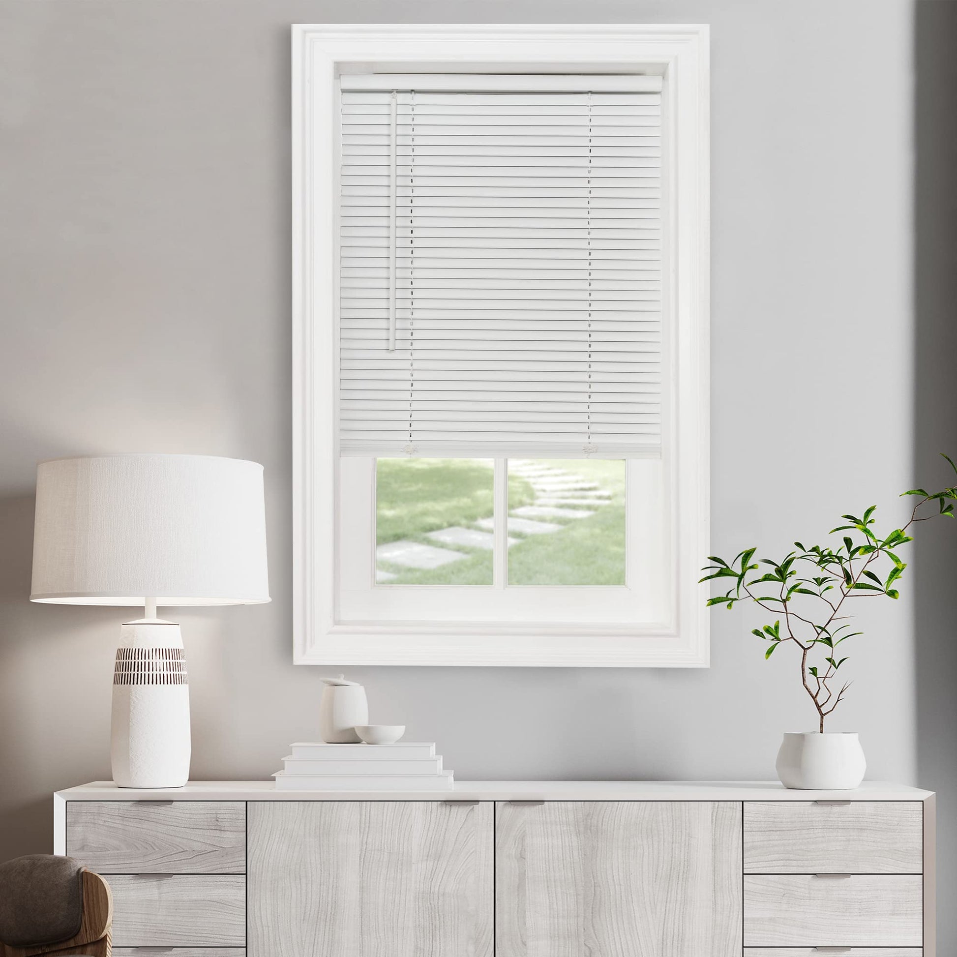 window treatment horizontal blinds | CasaFoyer Cordless GII Morningstar 1 PVC Blind | Privacy, Fade Resistant | Easy to Operate | 42x64 White | casafoyer.myshopify.com