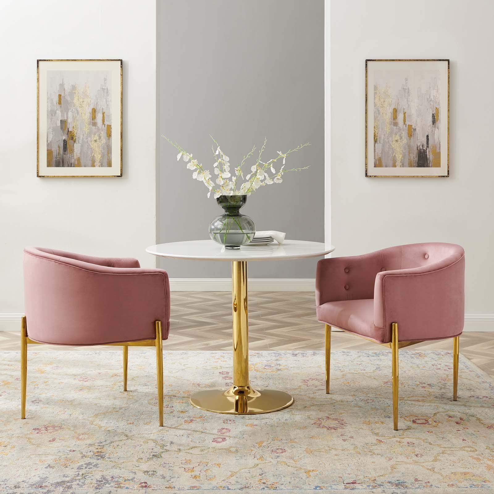 home office desk chairs | CasaFoyer Savour Tufted Performance Velvet Accent Armchairs - Set of 2 | Luxurious & Stain-Resistant | Modern Design | Comfortable Seating | Chrome Gold Legs | casafoyer.myshopify.com