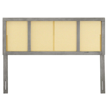 headboards | CasaFoyer Delmare Cane Woven Rattan Full Headboard | Tropical Design | Natural Wood Frame | Fits Any Decor | Durable & Customizable | Gray | casafoyer.myshopify.com