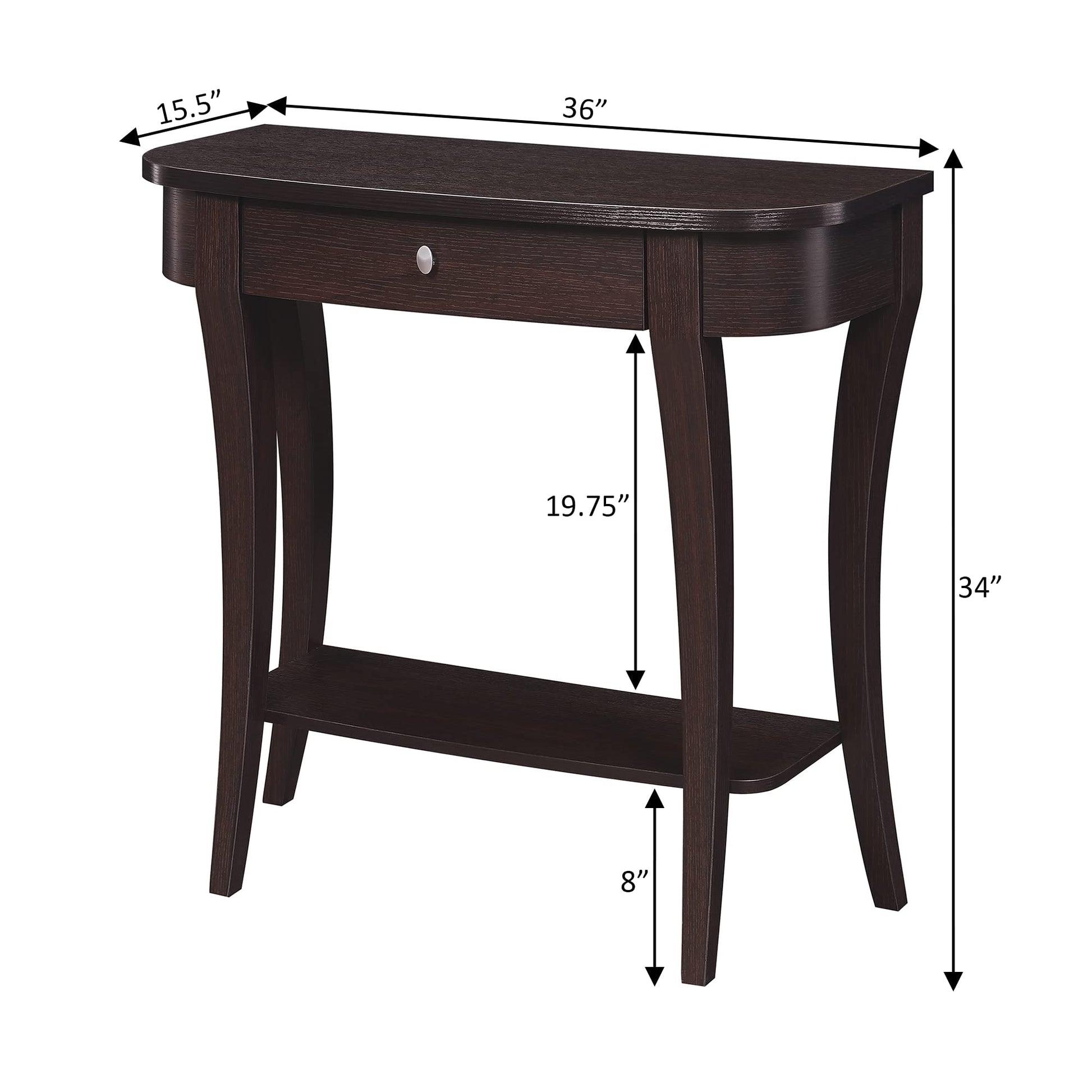 TABLE | Ergode Newport 1 Drawer Console Table | Contemporary Design | Timeless Elegance | Cabriole Legs | Stainless Steel Pulls | Functional Storage | Space-Saving Solution | casafoyer.myshopify.com