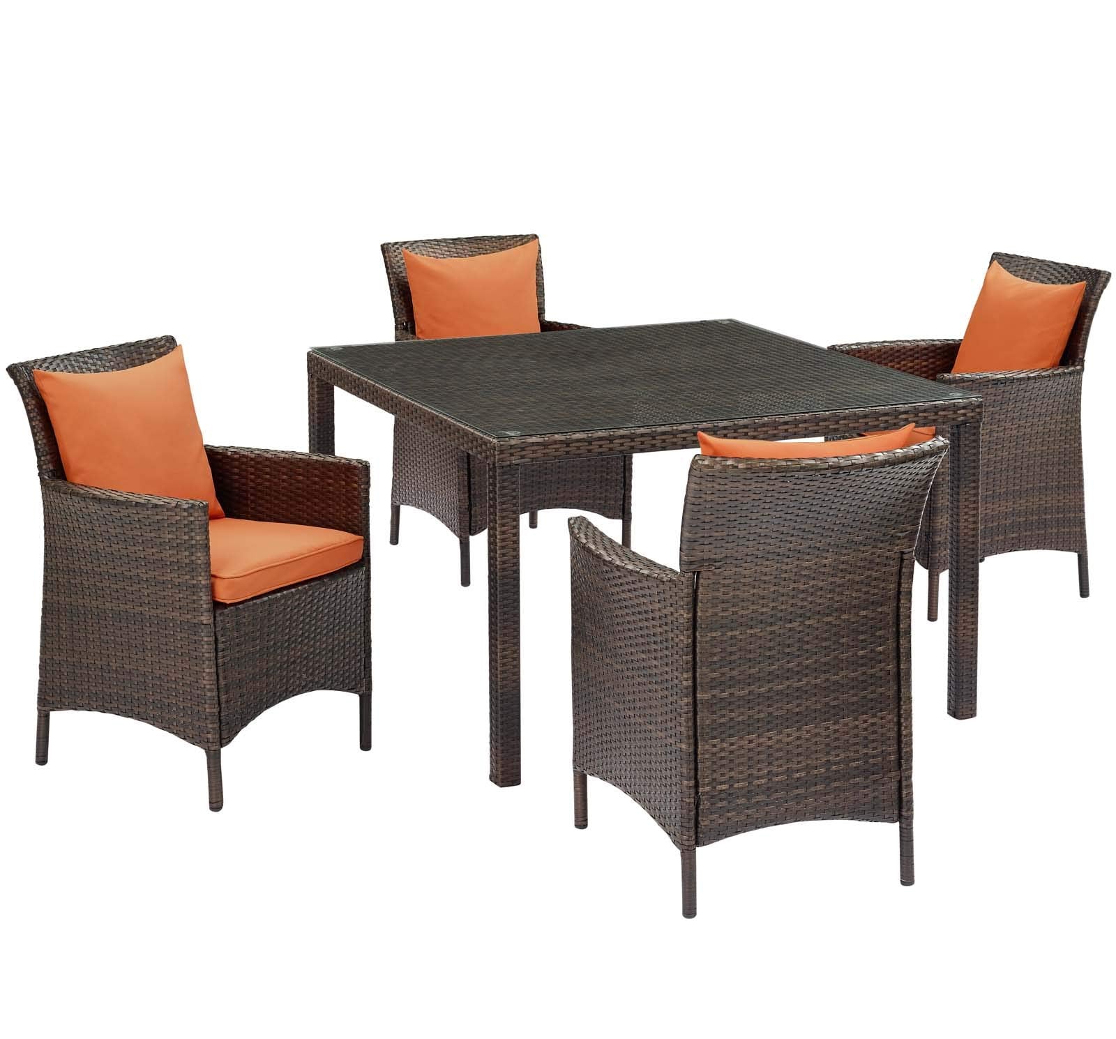 kitchen and dining room sets | CasaFoyer Conduit Outdoor Patio Dining Collection | Transitional Style | UV-Resistant Wicker Rattan | Comfortable Cushions | All-Weather | 5 Piece Set | casafoyer.myshopify.com