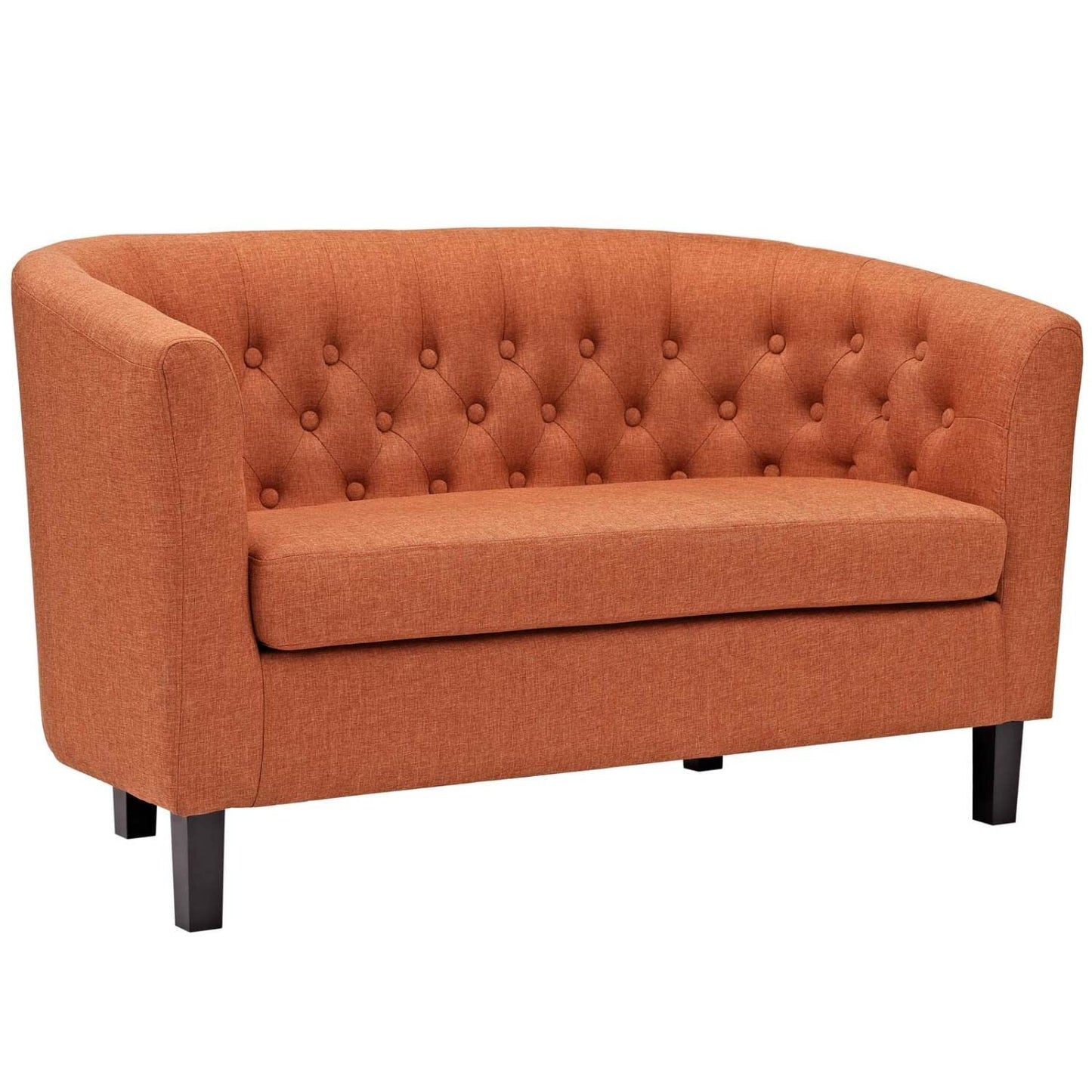 sofas | CasaFoyer Prospect Chesterfield Loveseat | Timeless Luxury | Modern Design | Button Tufting | Espresso Legs | Foam Padding | Polyester Fabric | Orange | casafoyer.myshopify.com