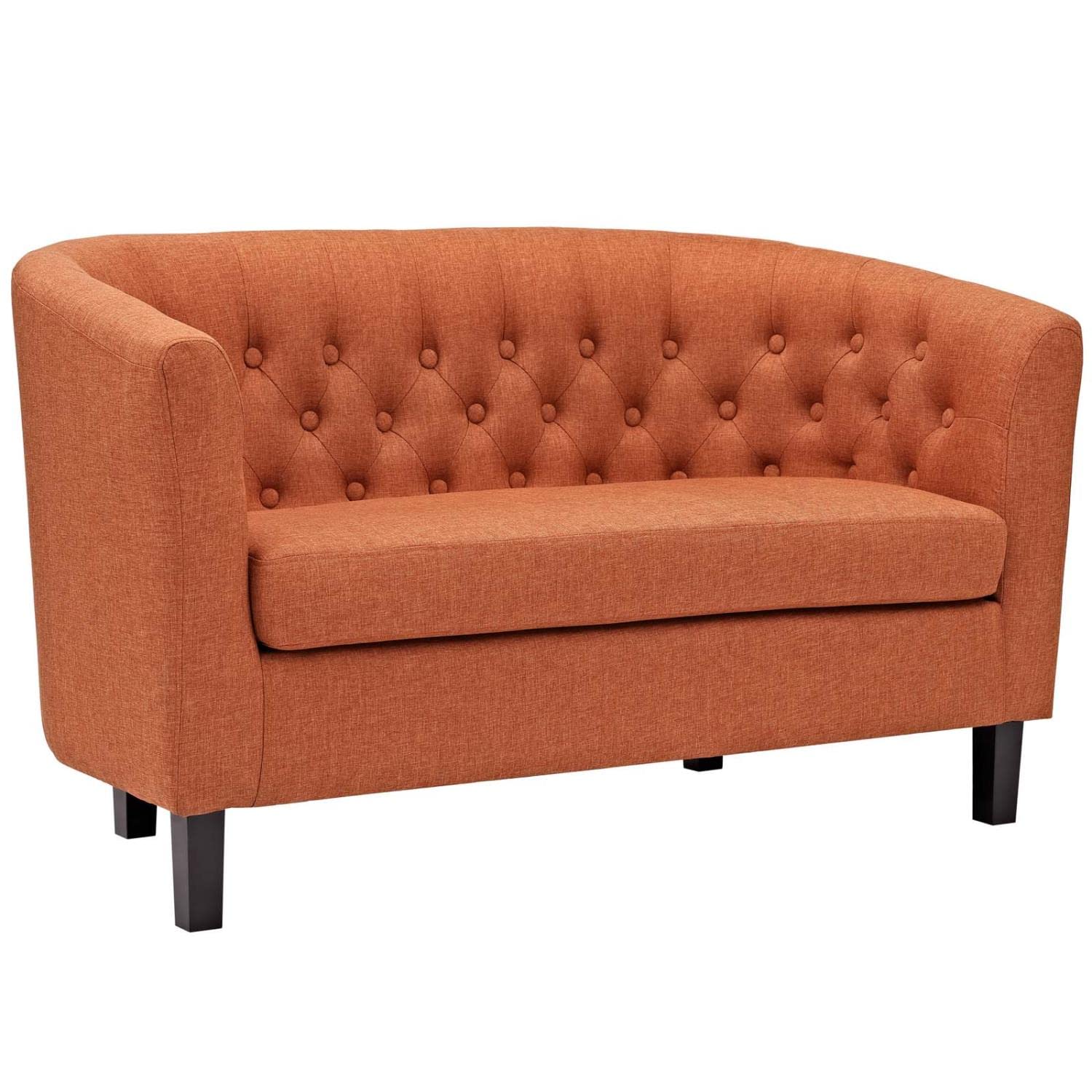 sofas | CasaFoyer Prospect Chesterfield Loveseat | Timeless Luxury | Modern Design | Button Tufting | Espresso Legs | Foam Padding | Polyester Fabric | Orange | casafoyer.myshopify.com