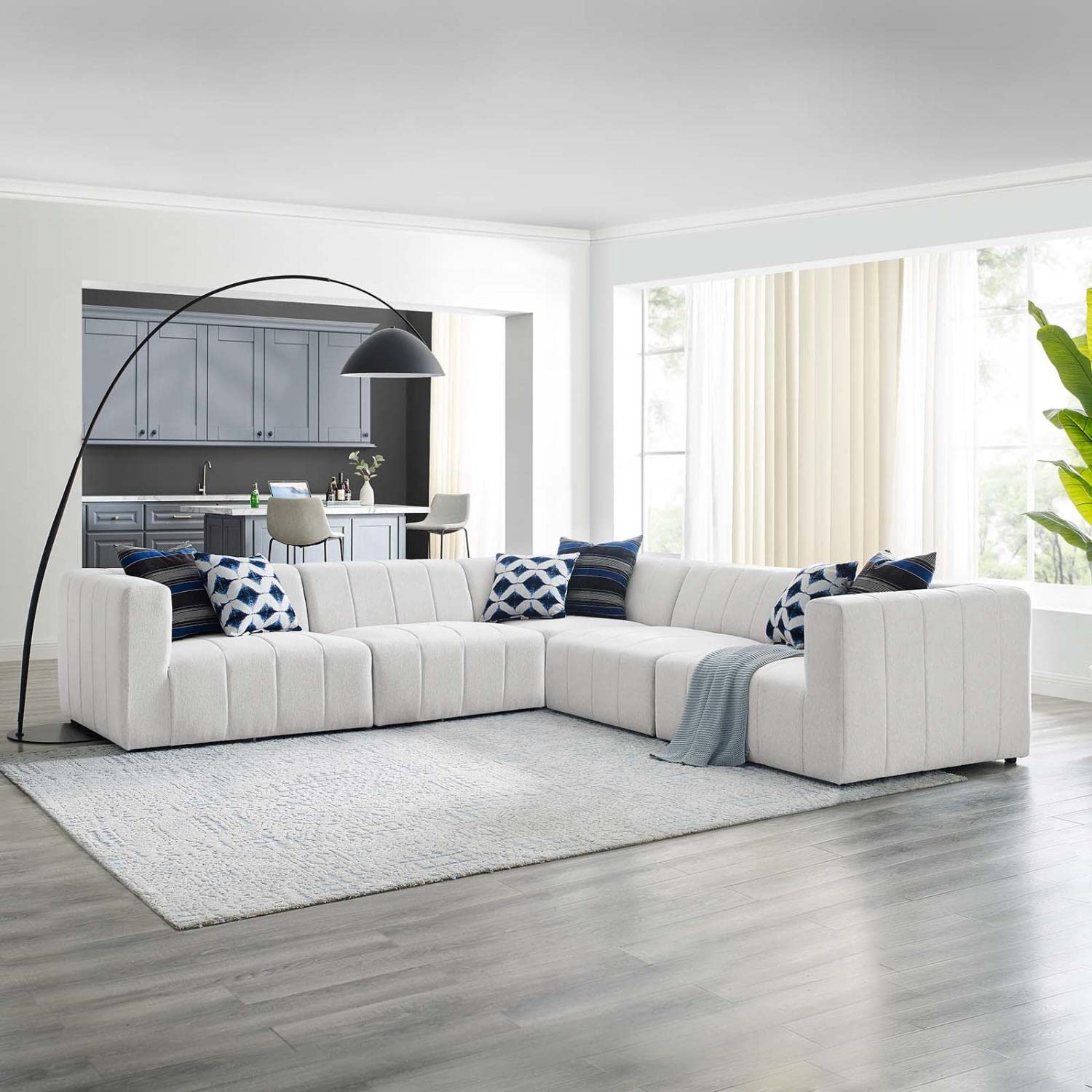 kitchen and dining room sets | CasaFoyer Bartlett Upholstered Fabric 5-Piece Sectional Sofa | Retro Modern Design | Dense Foam Padding | Solid Wood Frame | Modular Connectors | Non-Marking Foot Caps | casafoyer.myshopify.com
