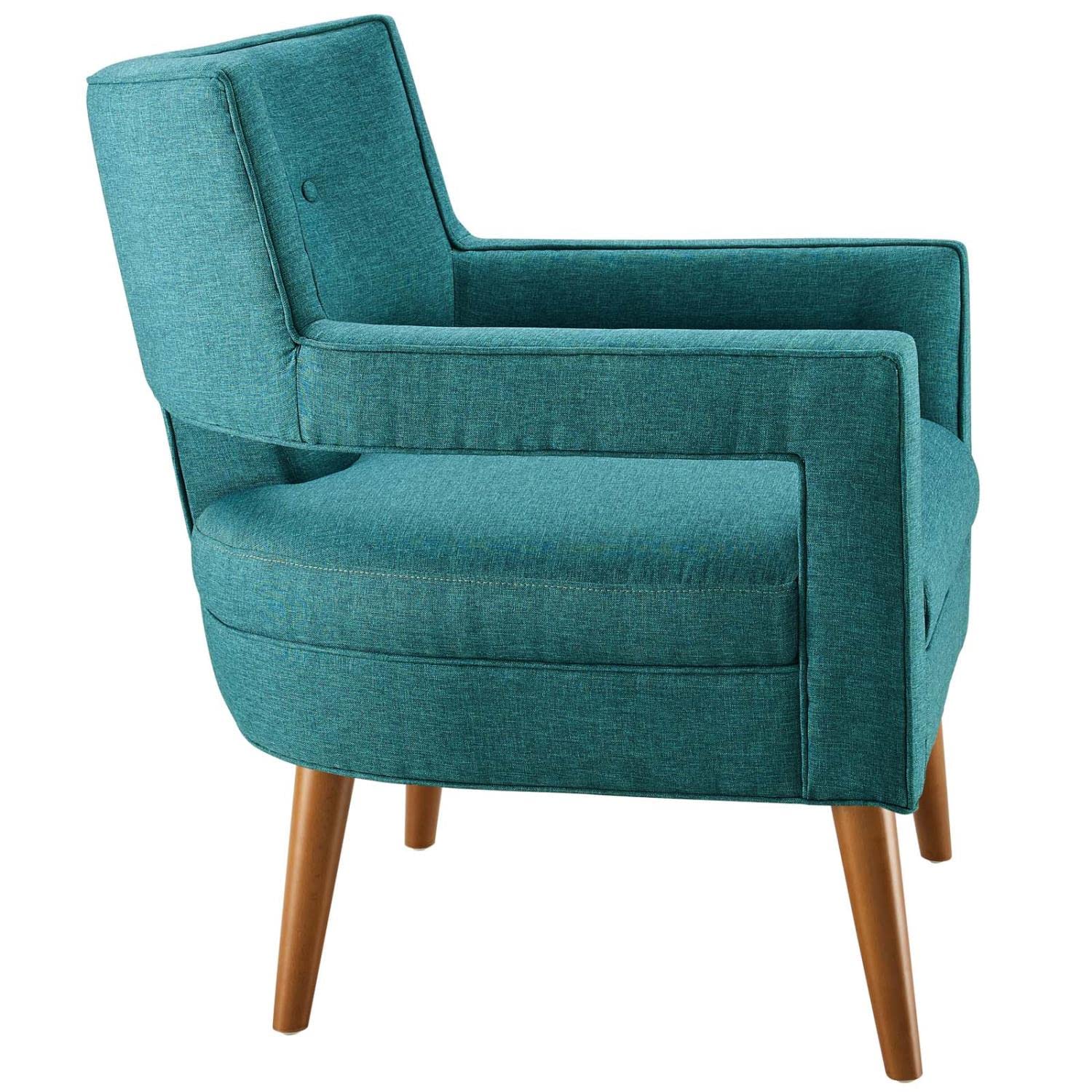 home office desk chairs | CasaFoyer Sheer Mid-Century Modern Armchair | Elegant Polyester Upholstery | Button Tufting | Cherry-Stained Wood Legs | Ideal for Living Room, Home Office, Entryway | 440 lbs Weight Capacity | casafoyer.myshopify.com