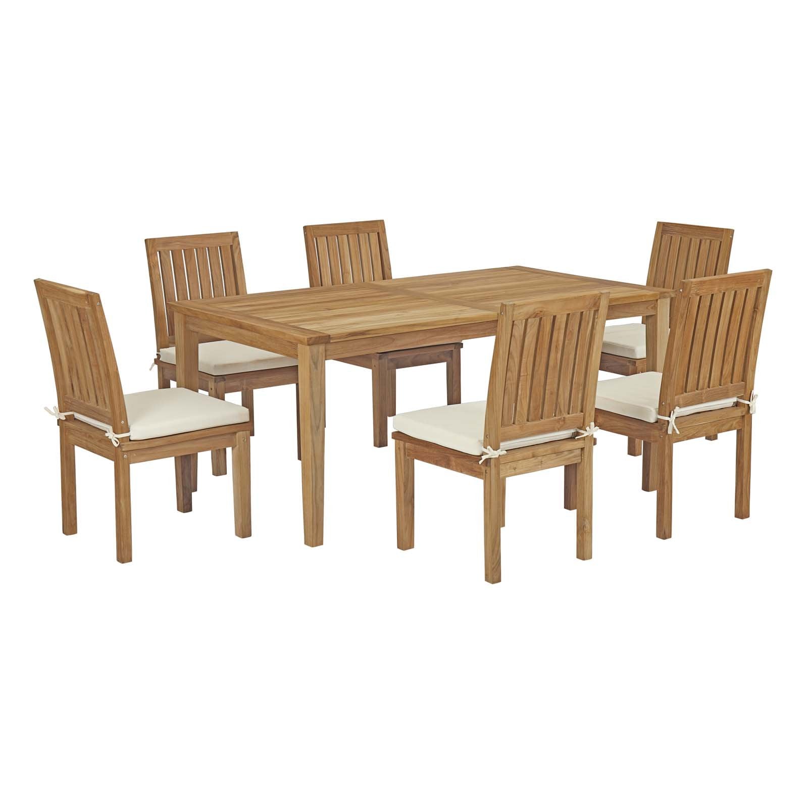kitchen and dining room sets | CasaFoyer Premium Teak Wood Outdoor Set | Marina Collection | 7 Piece Patio Dining Set | Table & Chairs | All-Weather Cushions | Durable & Stylish | Assembly Required | casafoyer.myshopify.com