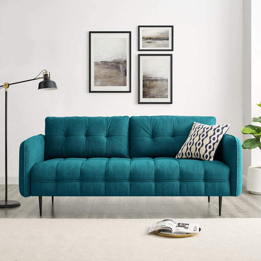 sofas | CasaFoyer Cameron Tufted Fabric Sofa | Contemporary Charm | Mid-Century Design | Soft Polyester | Comfortable Seating | Solid Wood Frame | Easy Assembly | Teal | casafoyer.myshopify.com