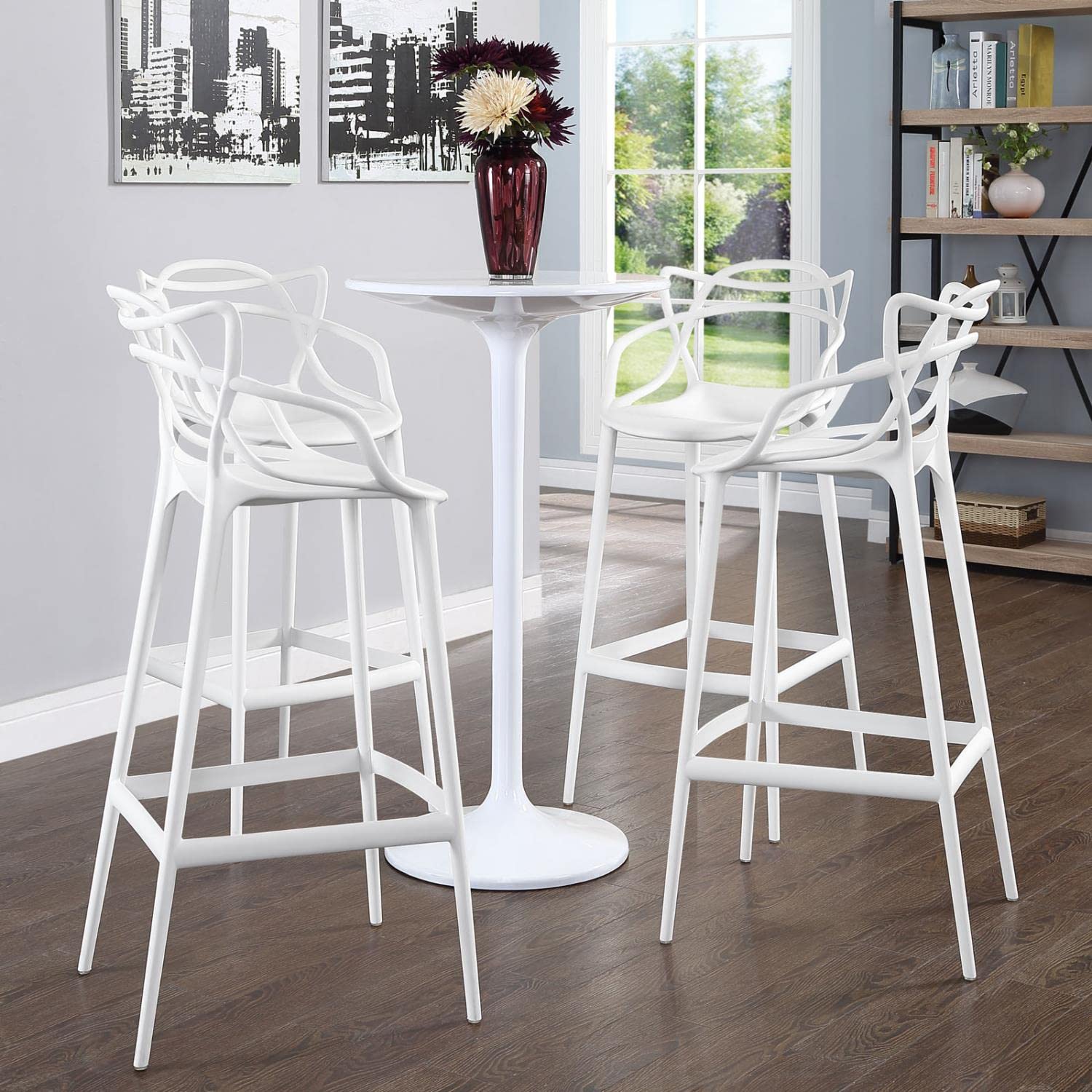 home office desk chairs | CasaFoyer Entangled Bar Chair Set of 4 | Unique Twists & Turns | Molded Plastic | Fully Assembled | Wipe-Clean Surface | Foot Caps | Captivating Design | casafoyer.myshopify.com