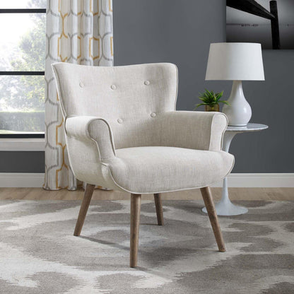 home office desk chairs | CasaFoyer Cloud Armchair | Spacious & Clutter-Free | Tufted Button Back | Walnut Legs | Beige Upholstery | Versatile & Elegant | Weight Capacity 331lbs | casafoyer.myshopify.com