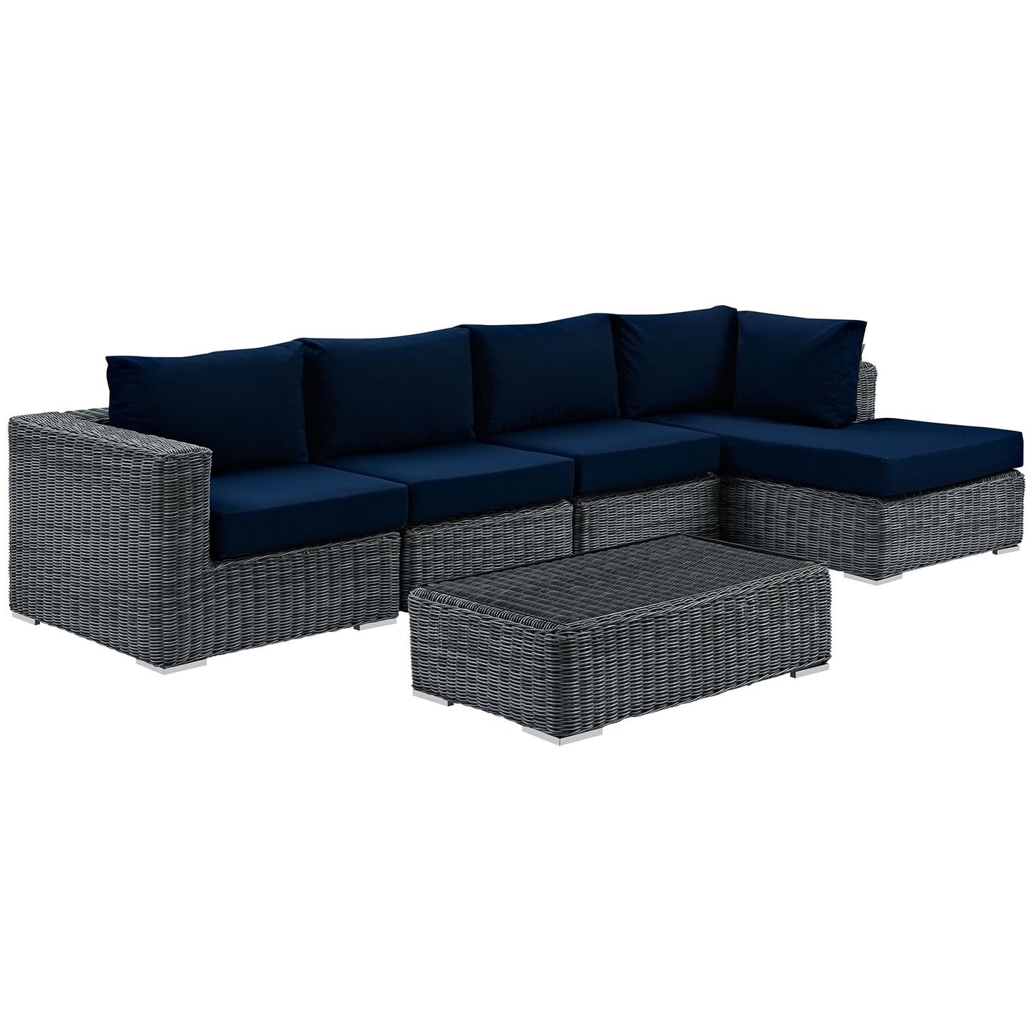 kitchen and dining room sets | CasaFoyer Summon Outdoor Patio Sectional Sofa Set | 5 Piece | Sunbrella Fabric | Two-Tone Rattan | Aluminum Frame | Coffee Table | Ideal for Patio, Backyard, Poolside | casafoyer.myshopify.com