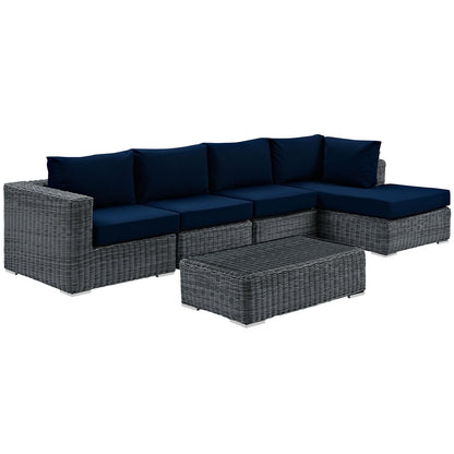 kitchen and dining room sets | CasaFoyer Summon Outdoor Patio Sectional Sofa Set | 5 Piece | Sunbrella Fabric | Two-Tone Rattan | Aluminum Frame | Coffee Table | Ideal for Patio, Backyard, Poolside | casafoyer.myshopify.com