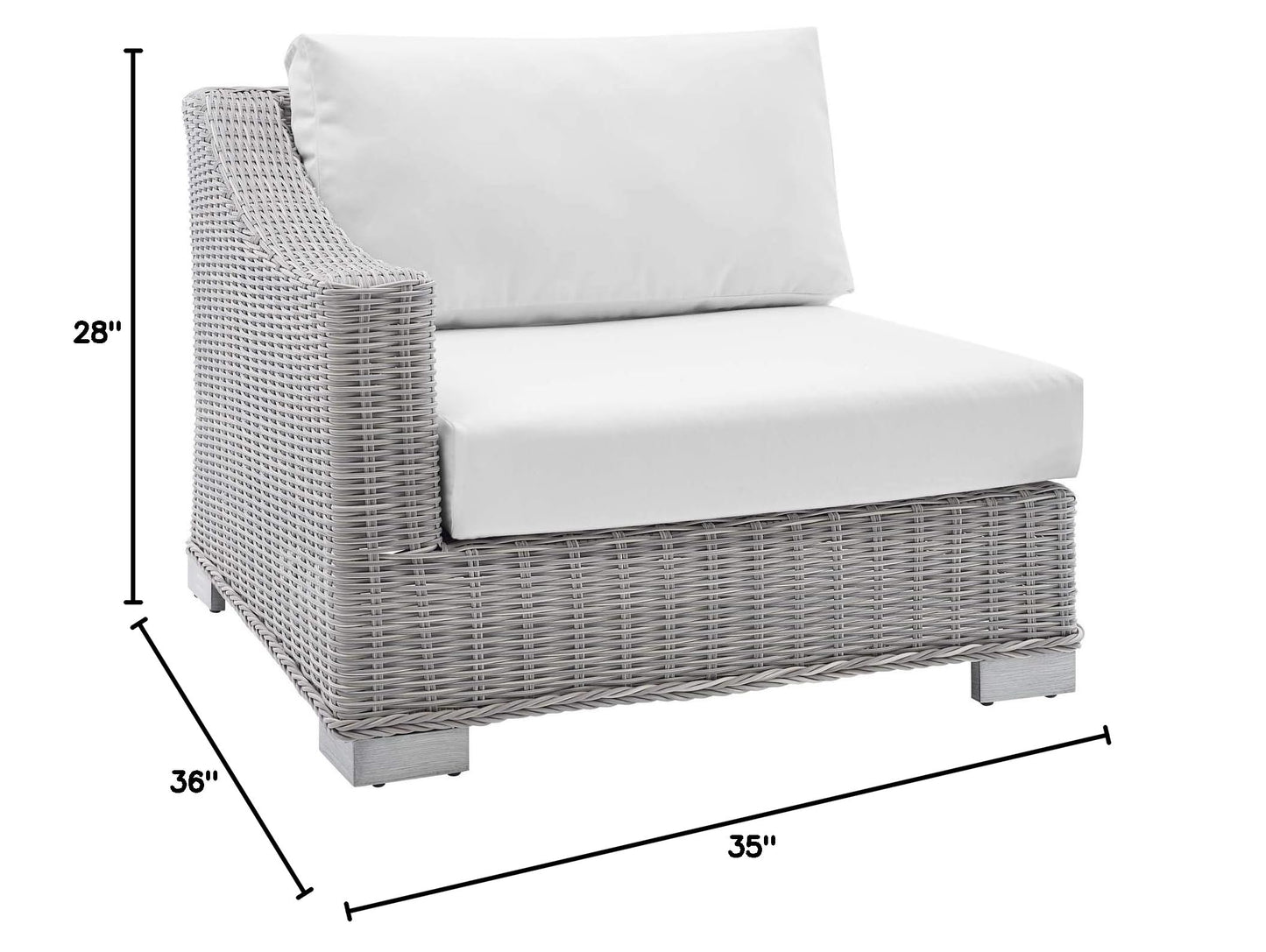 patio bistro sets | CasaFoyer Conway Outdoor Patio Wicker Rattan Left-Arm Sectional Sofa Chair | UV-Resistant | Modular Design | Sunbrella Fabric | Powder-Coated Aluminum Frame | casafoyer.myshopify.com