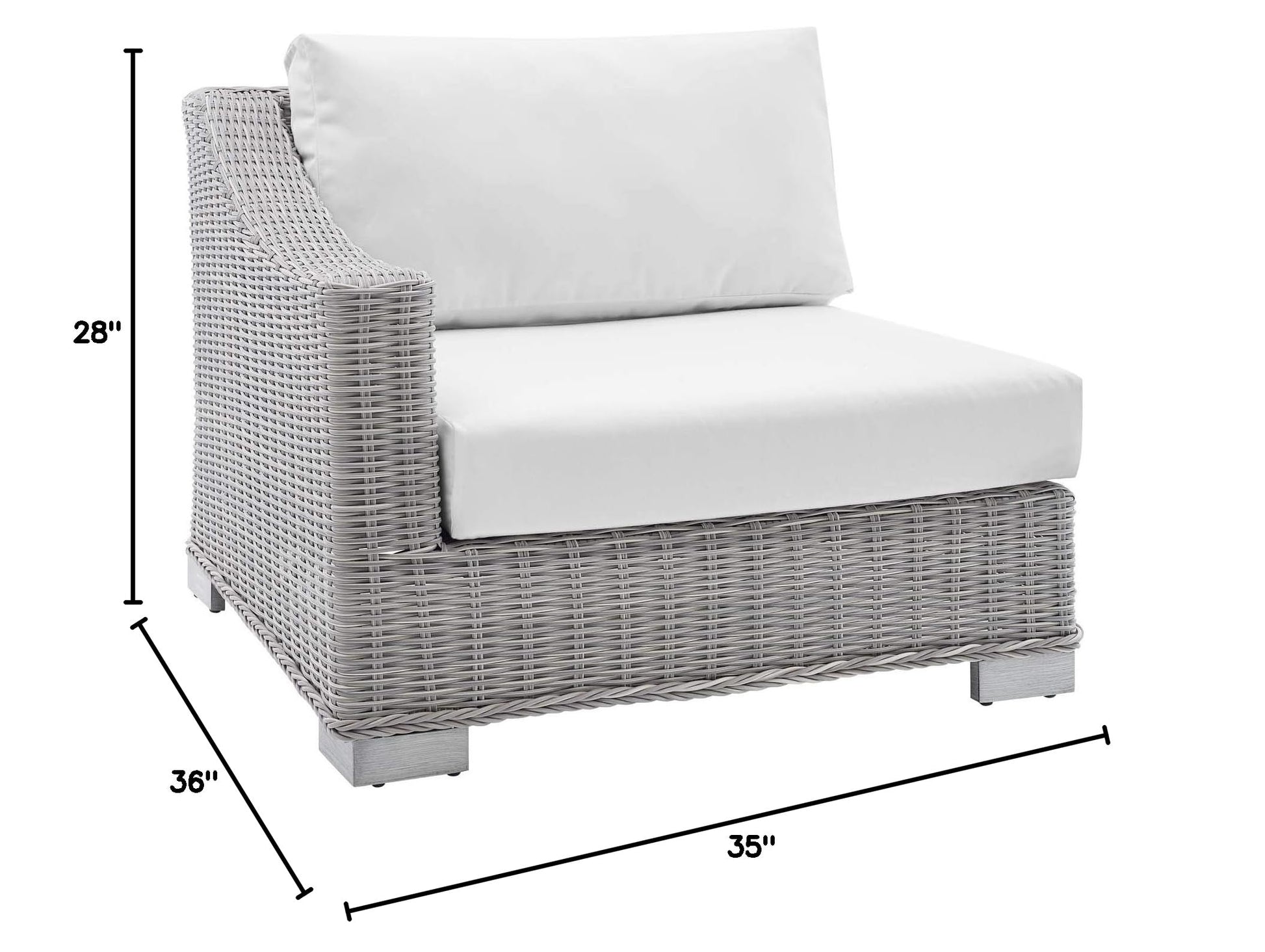 patio bistro sets | CasaFoyer Conway Outdoor Patio Wicker Rattan Left-Arm Sectional Sofa Chair | UV-Resistant | Modular Design | Sunbrella Fabric | Powder-Coated Aluminum Frame | casafoyer.myshopify.com